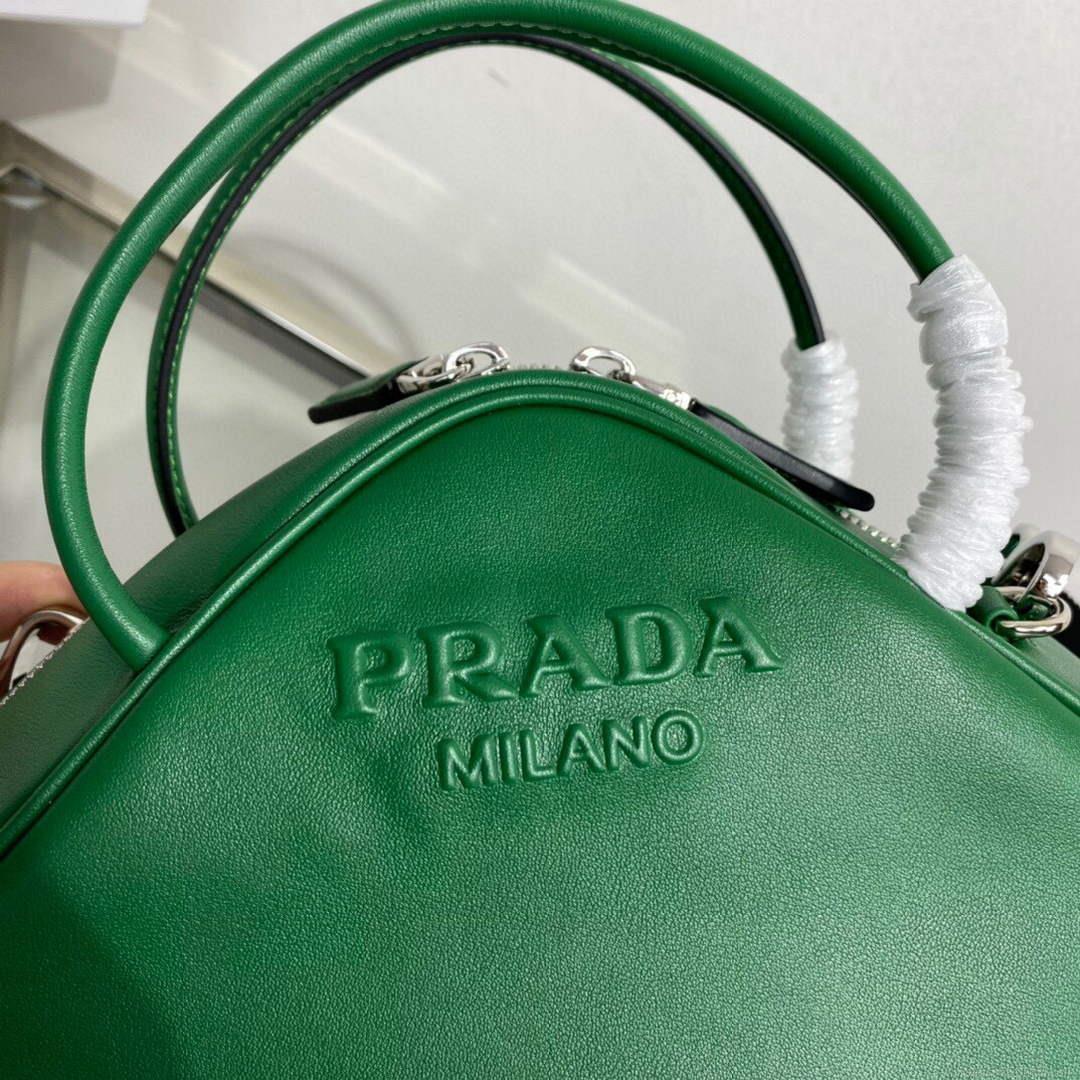 Prada 1BB082 Leather Prada Triangle bag Green