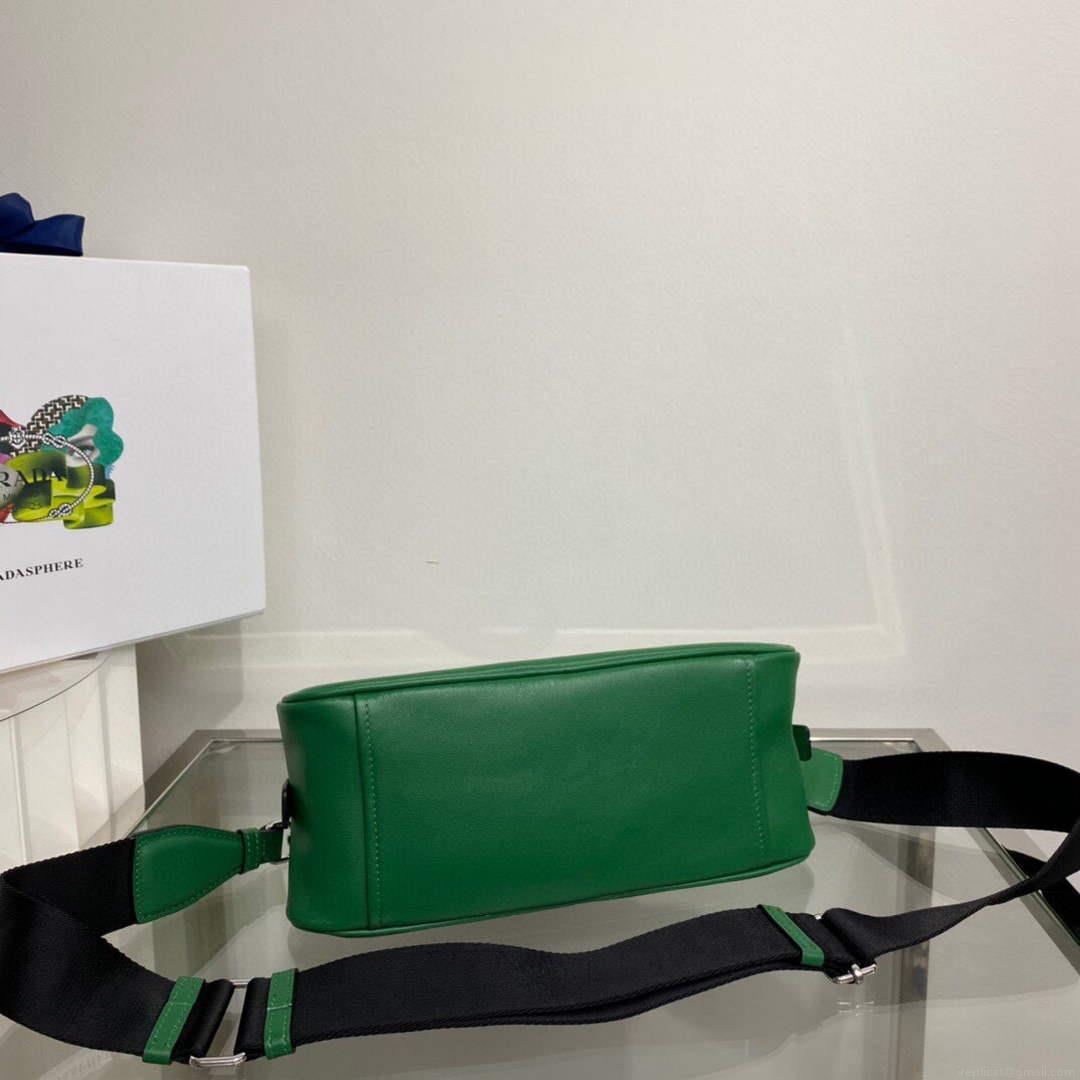 Prada 1BB082 Leather Prada Triangle bag Green