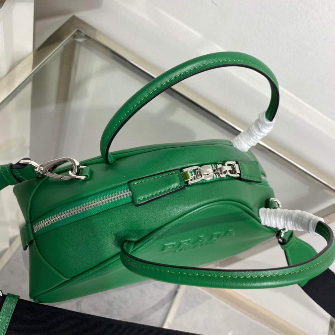 Prada 1BB082 Leather Prada Triangle bag Green