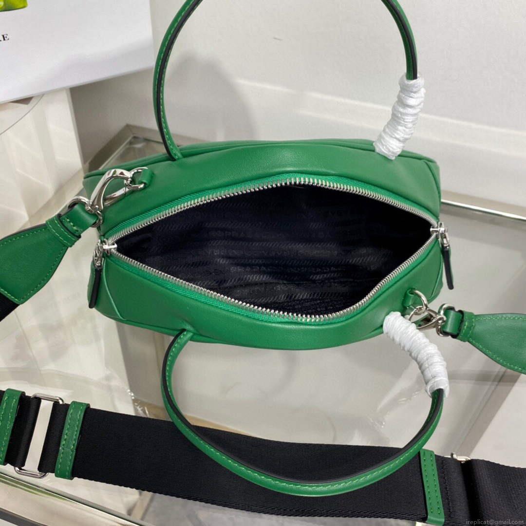 Prada 1BB082 Leather Prada Triangle bag Green