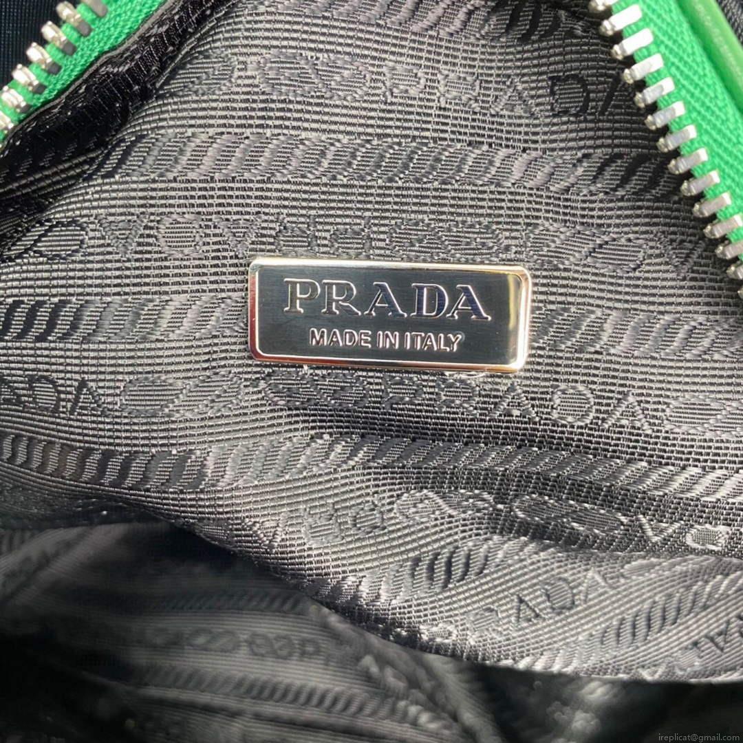 Prada 1BB082 Leather Prada Triangle bag Green