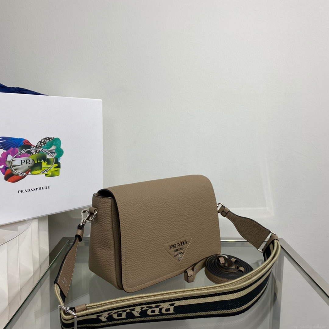 Prada 1BD314 Leather shoulder bag Clay Gray