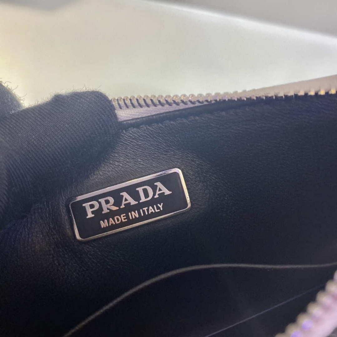 Prada 1BC155 Saffiano leather mini bag Blingbing Silver