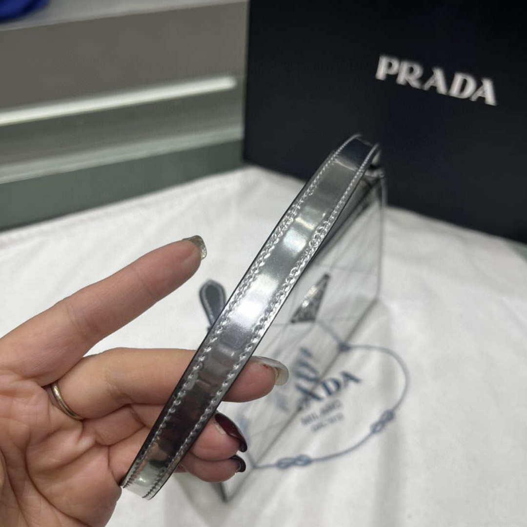Prada 1BC155 Saffiano leather mini Shoulder bag Silver
