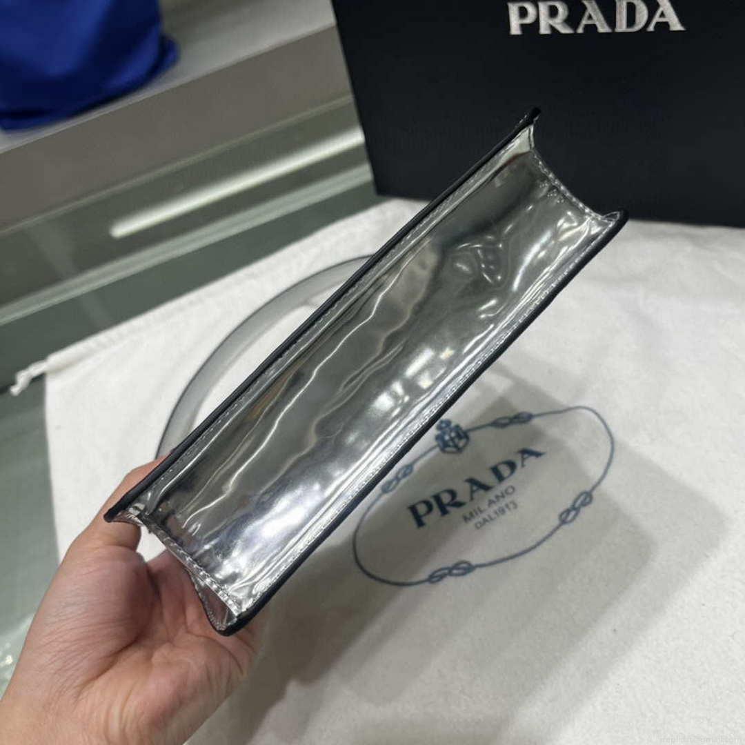 Prada 1BC155 Saffiano leather mini Shoulder bag Silver