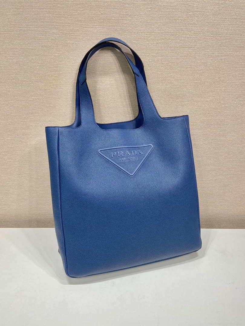 Prada 2VG092 Leather Tote Shoulder Bags Blue