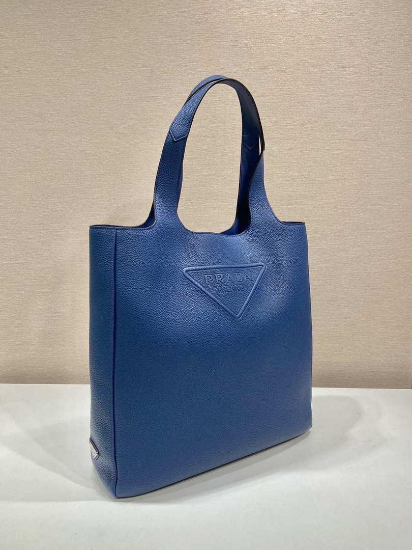 Prada 2VG092 Leather Tote Shoulder Bags Blue