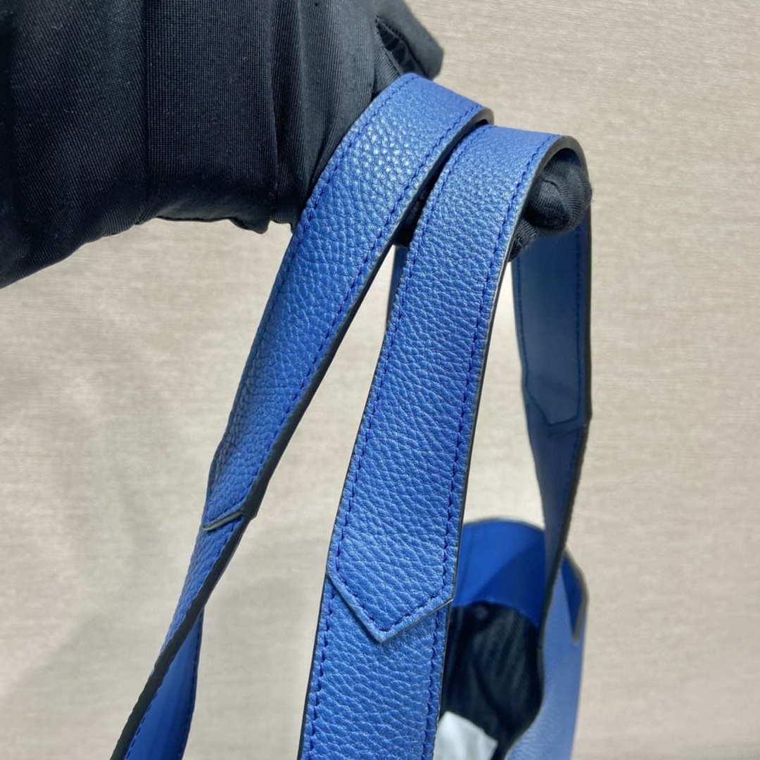 Prada 2VG092 Leather Tote Shoulder Bags Blue