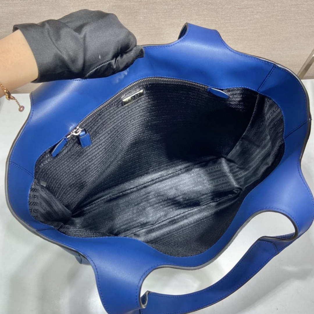 Prada 2VG092 Leather Tote Shoulder Bags Blue