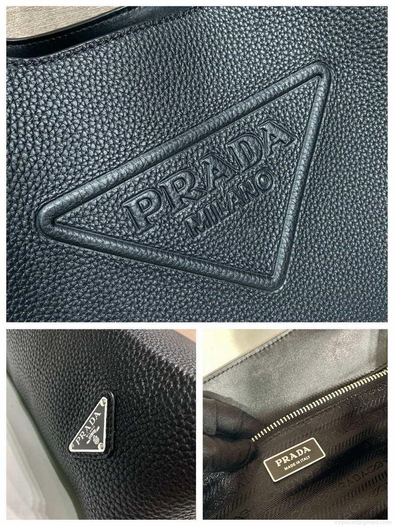 Prada 2VG092 Leather Tote Shoulder Bags Black