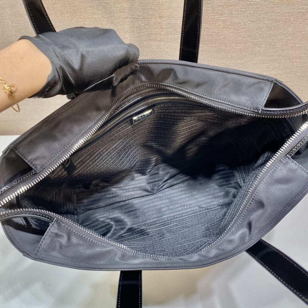 Prada 2VG071 Re-Nylon and Leather tote Black