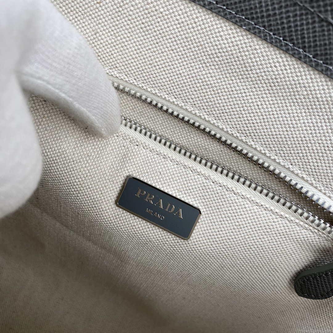 Prada Saffiano Leather 1BG342 Tote Gray