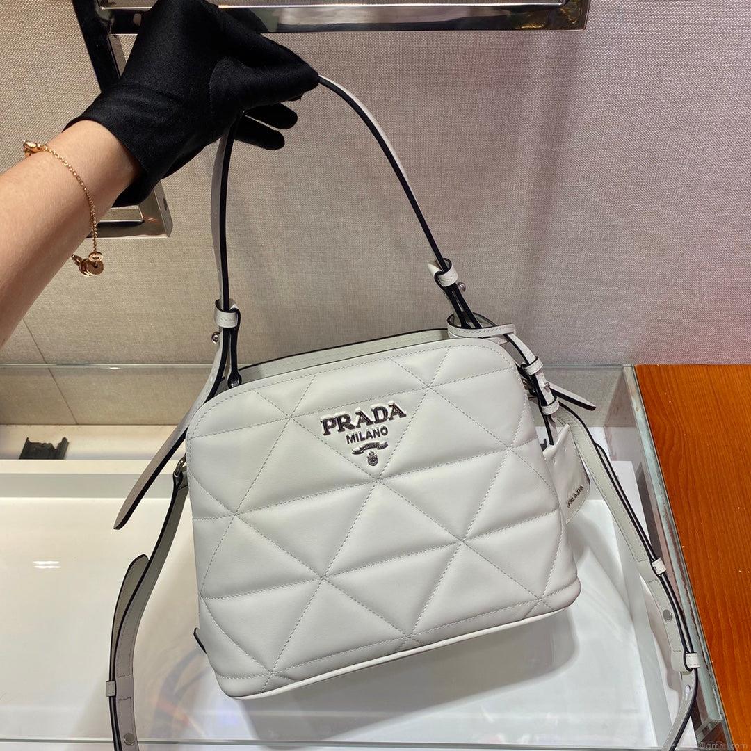 Prada 1BA311 Spectrum Small Leather Top Handle Bag White