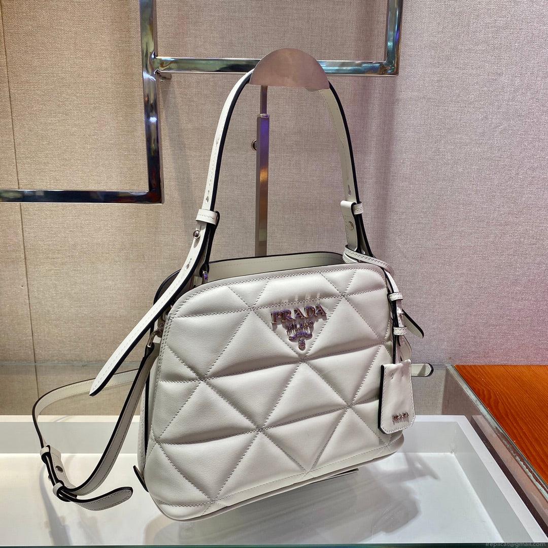Prada 1BA311 Spectrum Small Leather Top Handle Bag White
