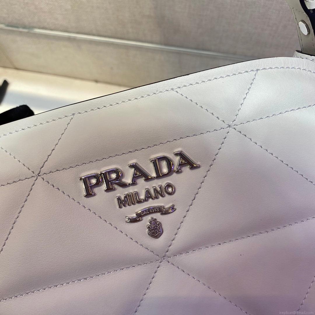 Prada 1BA311 Spectrum Small Leather Top Handle Bag White