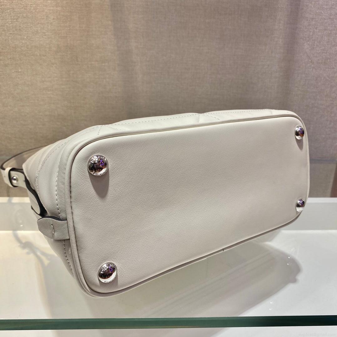 Prada 1BA311 Spectrum Small Leather Top Handle Bag White