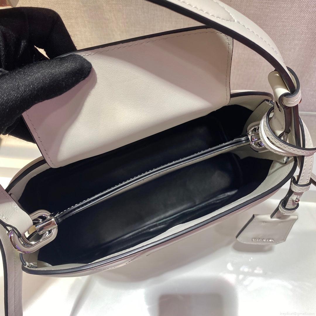 Prada 1BA311 Spectrum Small Leather Top Handle Bag White