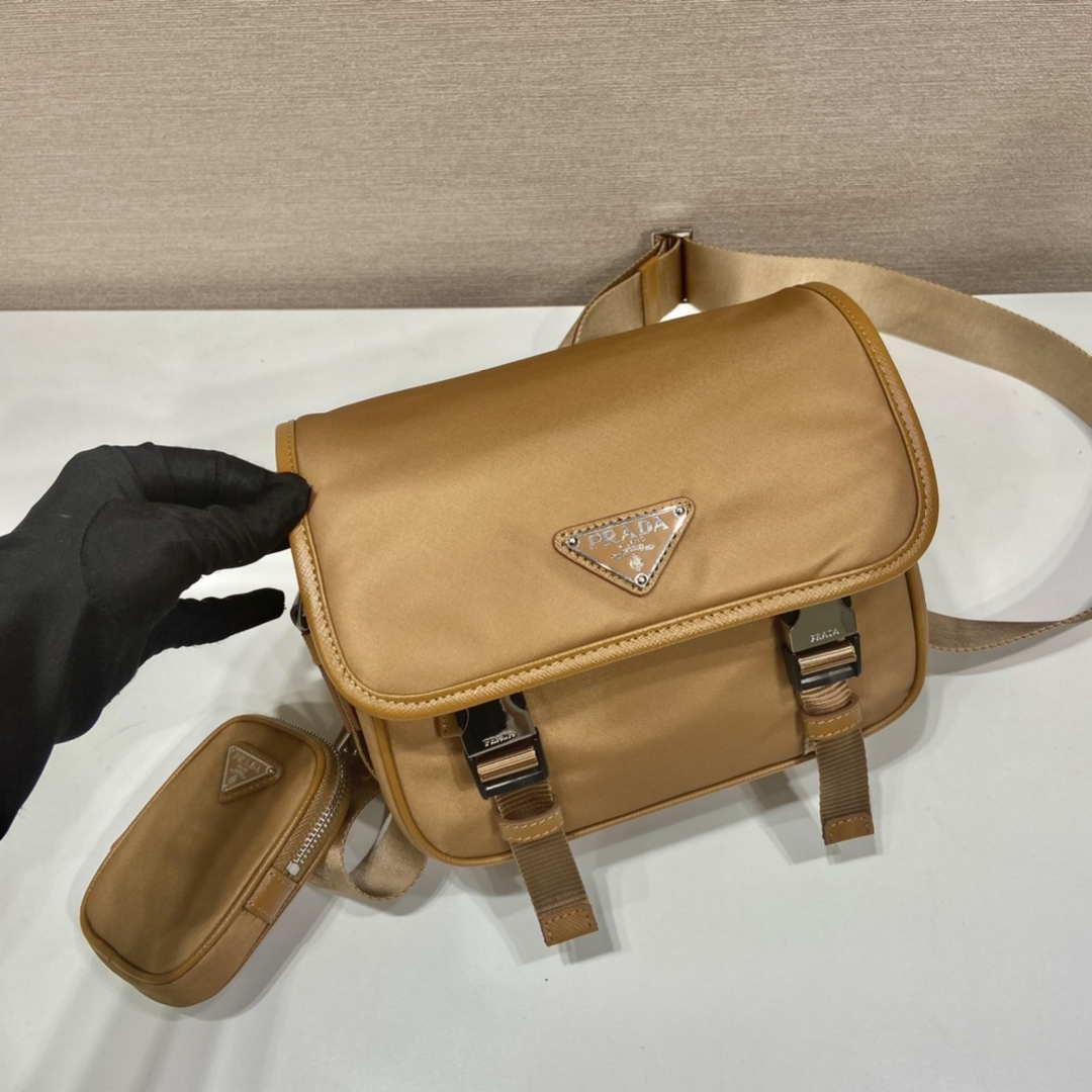 Prada 2VD034 Nylon messenger bag shoulder bag Tan