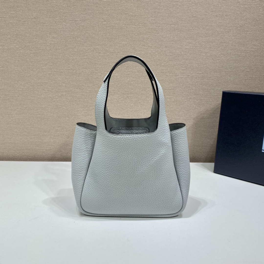 Prada 1BG335 Tote Leather Bucket Handbag Light Blue