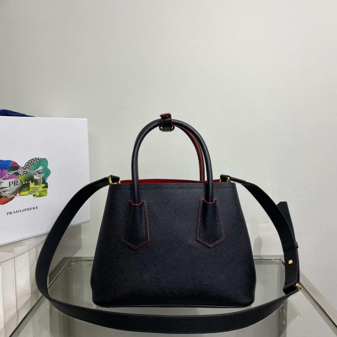 Prada 1BG443 Prada Double Saffiano leather mini bag Black