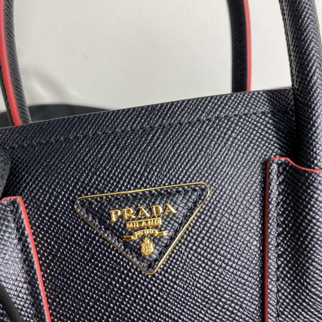 Prada 1BG443 Prada Double Saffiano leather mini bag Black