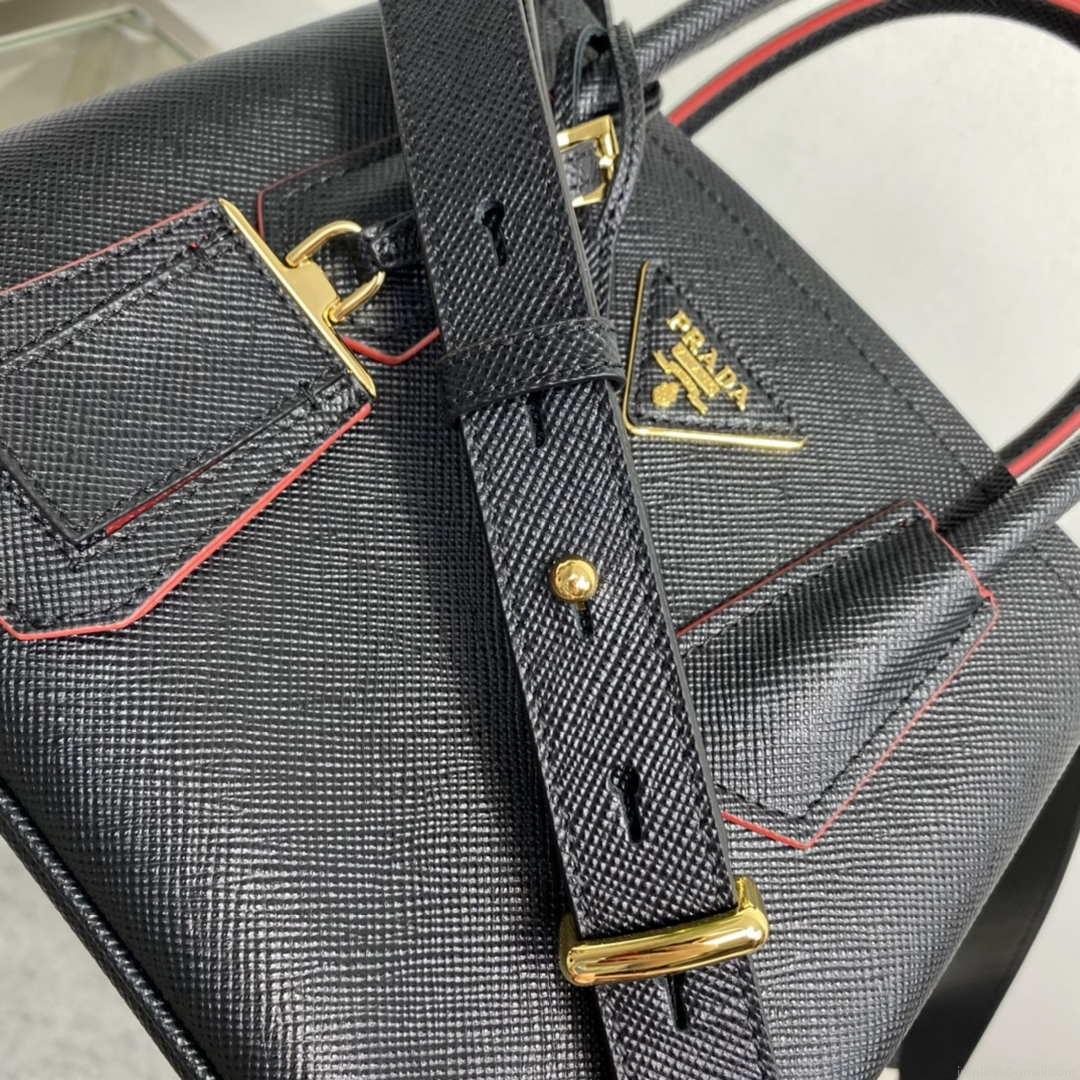 Prada 1BG443 Prada Double Saffiano leather mini bag Black
