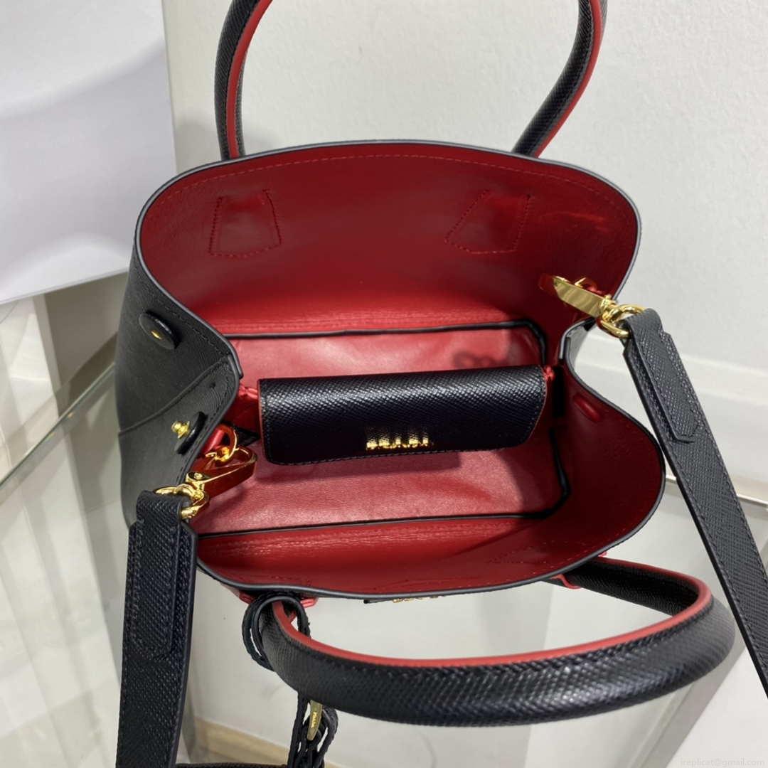 Prada 1BG443 Prada Double Saffiano leather mini bag Black