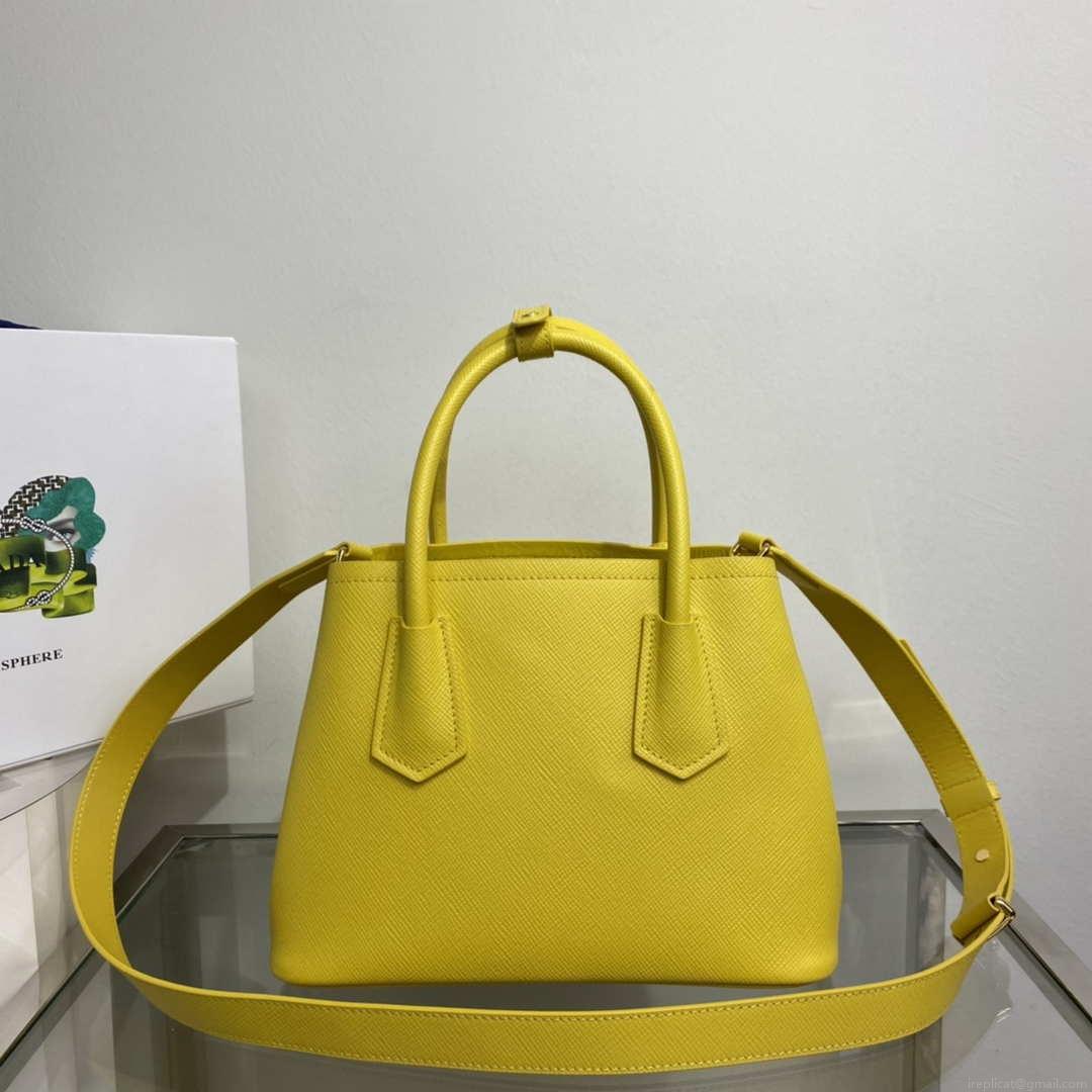 Prada 1BG443 Prada Double Saffiano leather mini bag Yellow