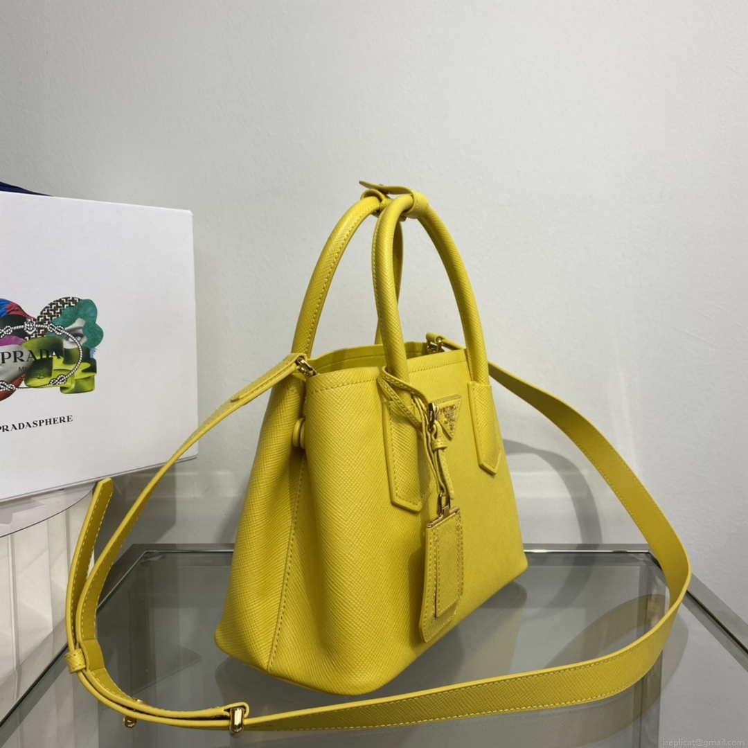 Prada 1BG443 Prada Double Saffiano leather mini bag Yellow