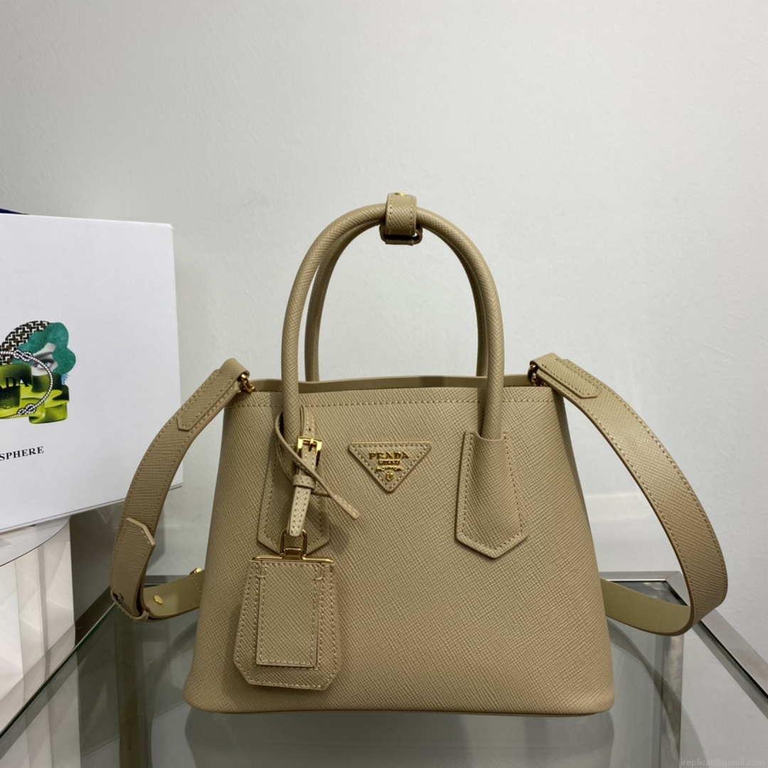 Prada 1BG443 Prada Double Saffiano leather mini bag Tan
