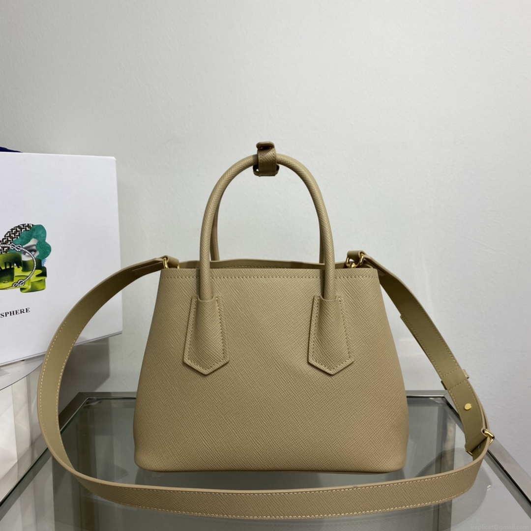 Prada 1BG443 Prada Double Saffiano leather mini bag Tan