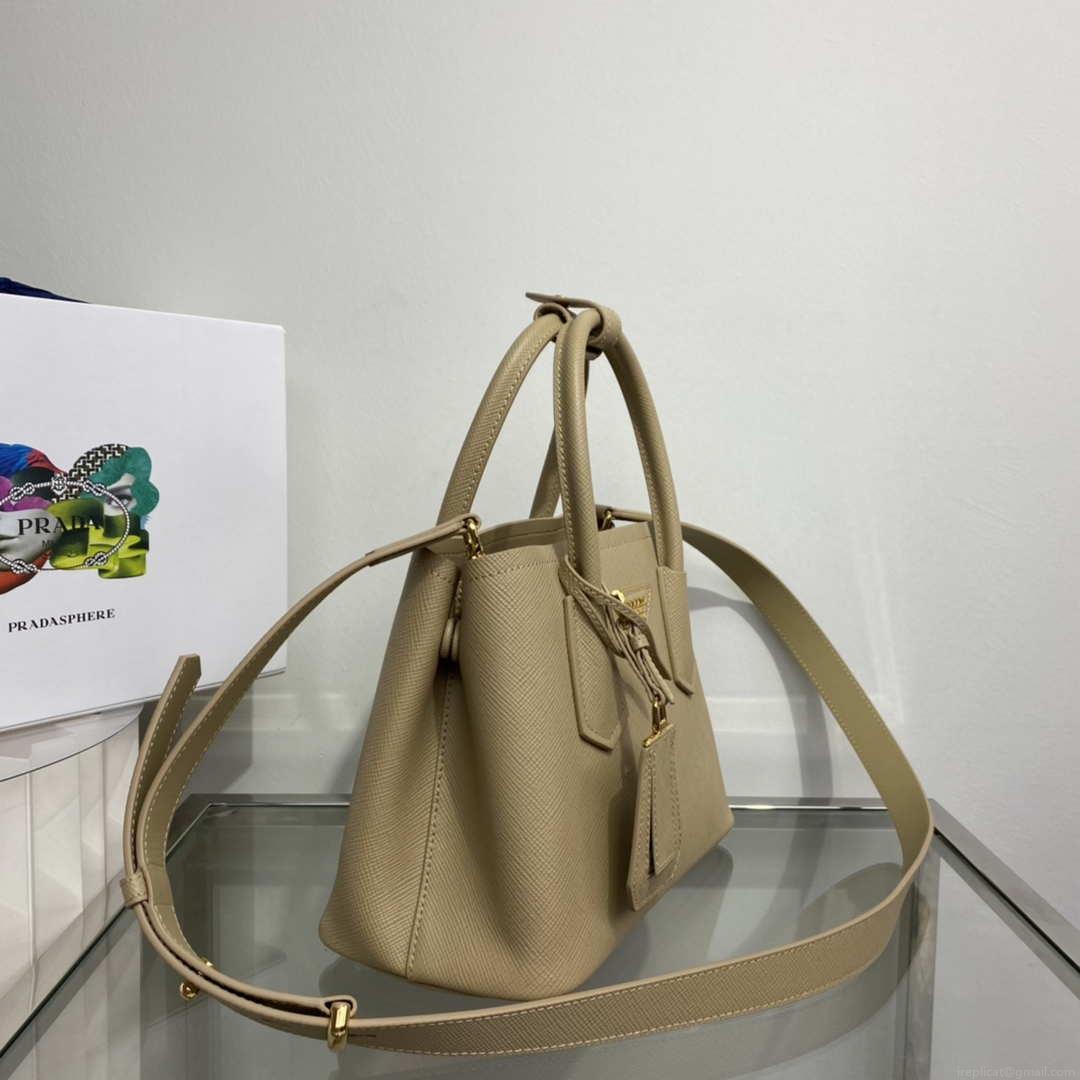 Prada 1BG443 Prada Double Saffiano leather mini bag Tan