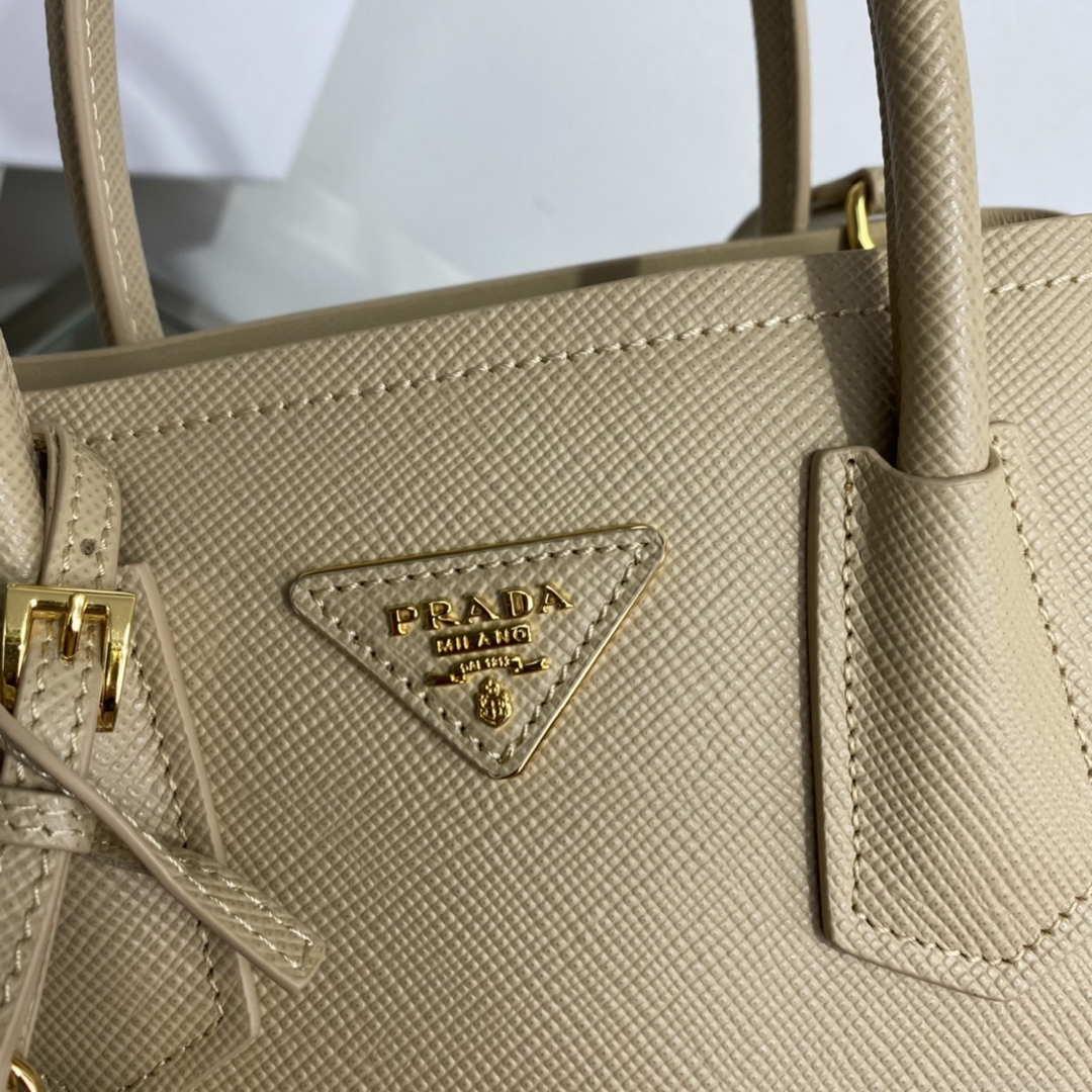 Prada 1BG443 Prada Double Saffiano leather mini bag Tan