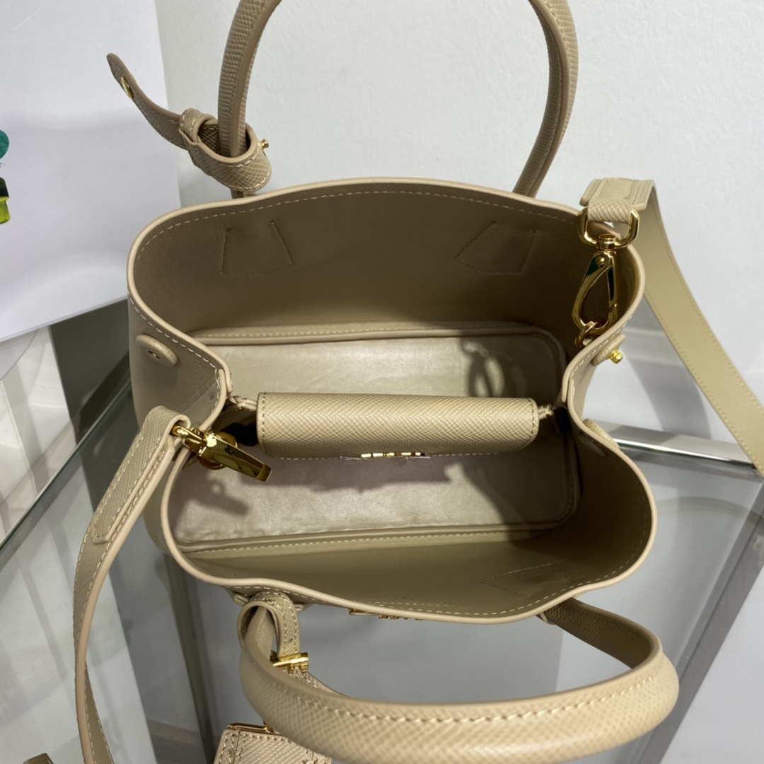 Prada 1BG443 Prada Double Saffiano leather mini bag Tan