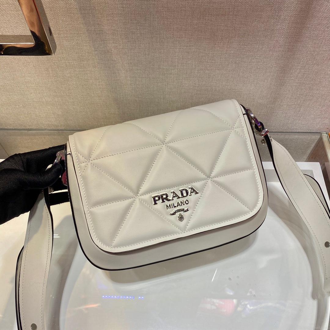 Prada 1BD283 Women’s Spectrum Leather Shoulder Crossbody Bag White