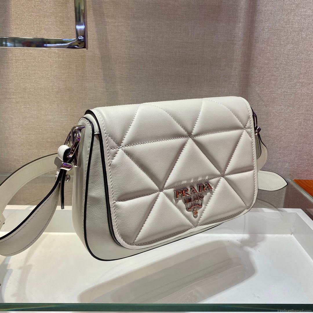 Prada 1BD283 Women’s Spectrum Leather Shoulder Crossbody Bag White