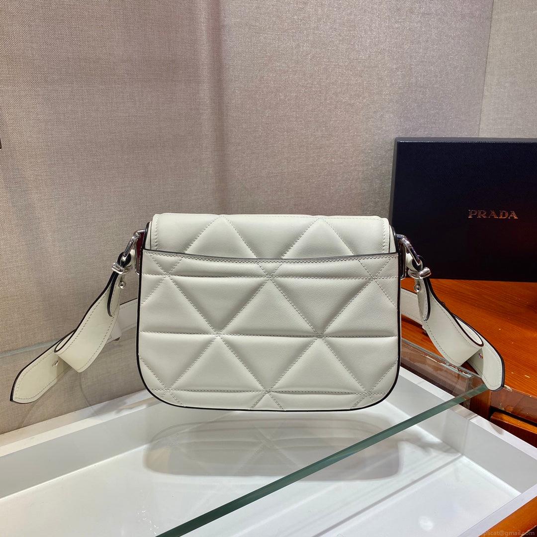 Prada 1BD283 Women’s Spectrum Leather Shoulder Crossbody Bag White