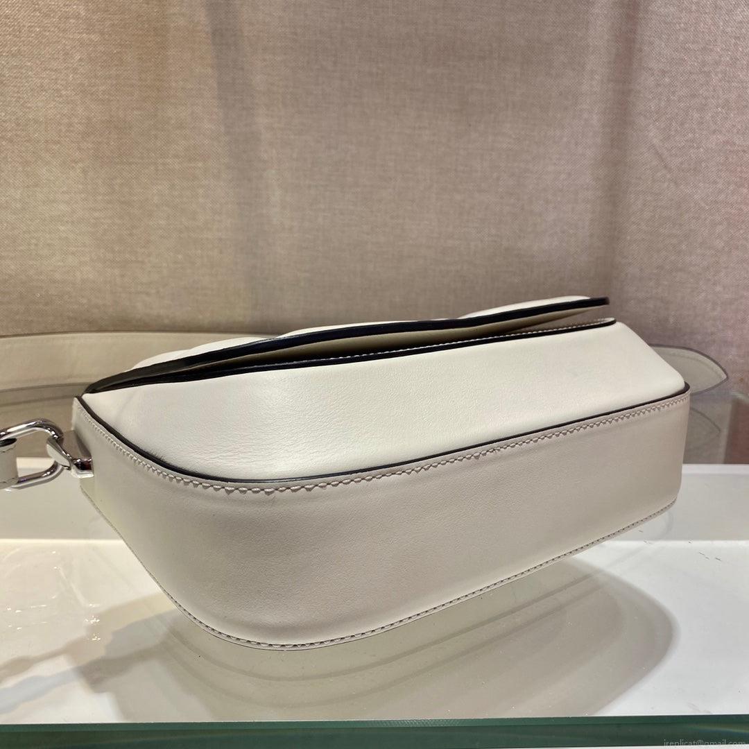 Prada 1BD283 Women’s Spectrum Leather Shoulder Crossbody Bag White