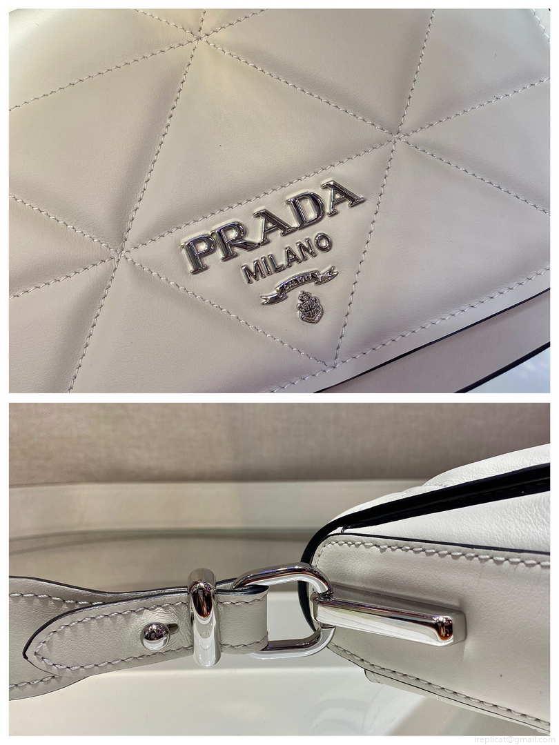 Prada 1BD283 Women’s Spectrum Leather Shoulder Crossbody Bag White