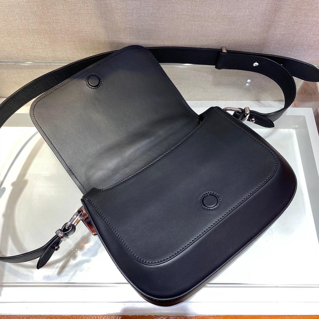 Prada 1BD283 Women’s Spectrum Leather Shoulder Bag Black