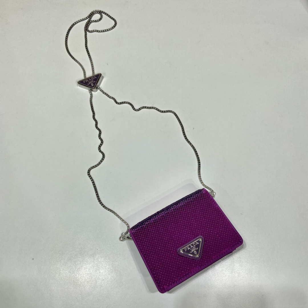 Prada Cardholder with shoulder strap and sequins 1MR024 Purple