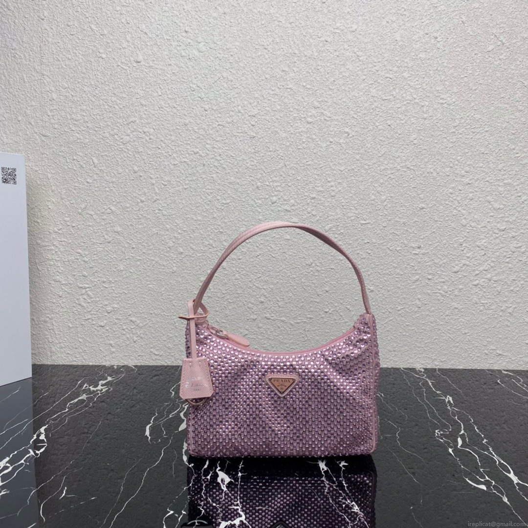 Prada 1NE515 Satin mini-bag with artificial crystals Pink