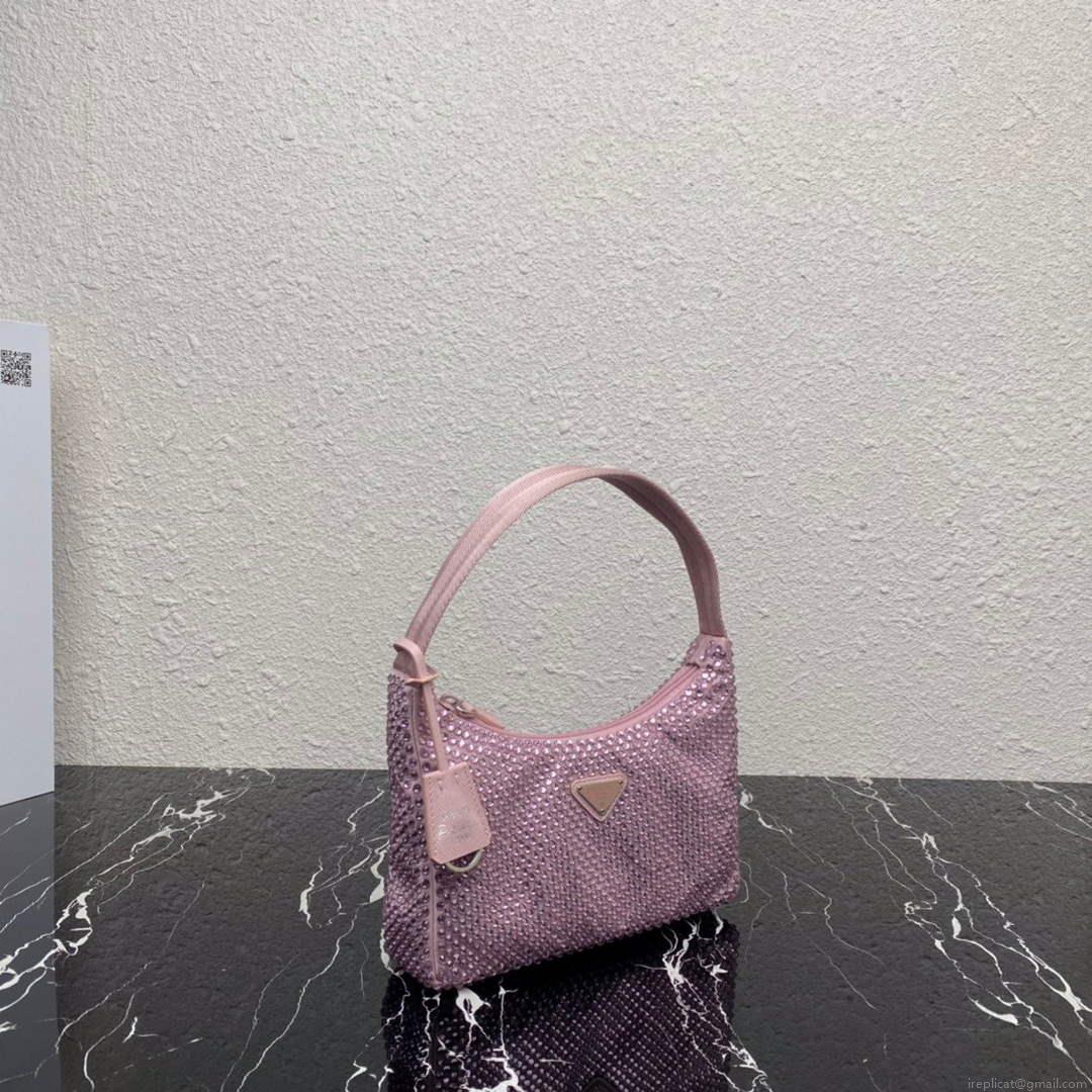 Prada 1NE515 Satin mini-bag with artificial crystals Pink
