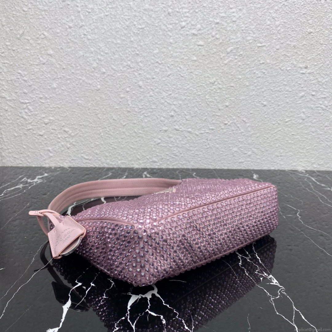 Prada 1NE515 Satin mini-bag with artificial crystals Pink