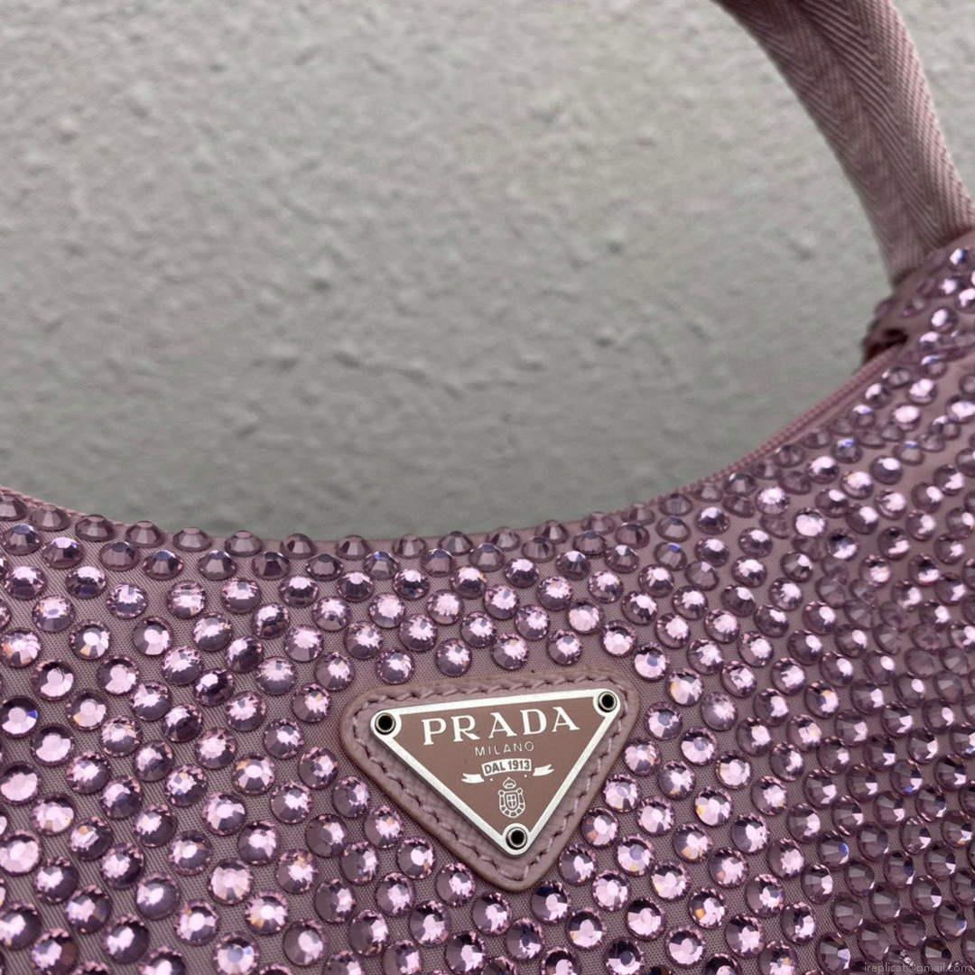 Prada 1NE515 Satin mini-bag with artificial crystals Pink