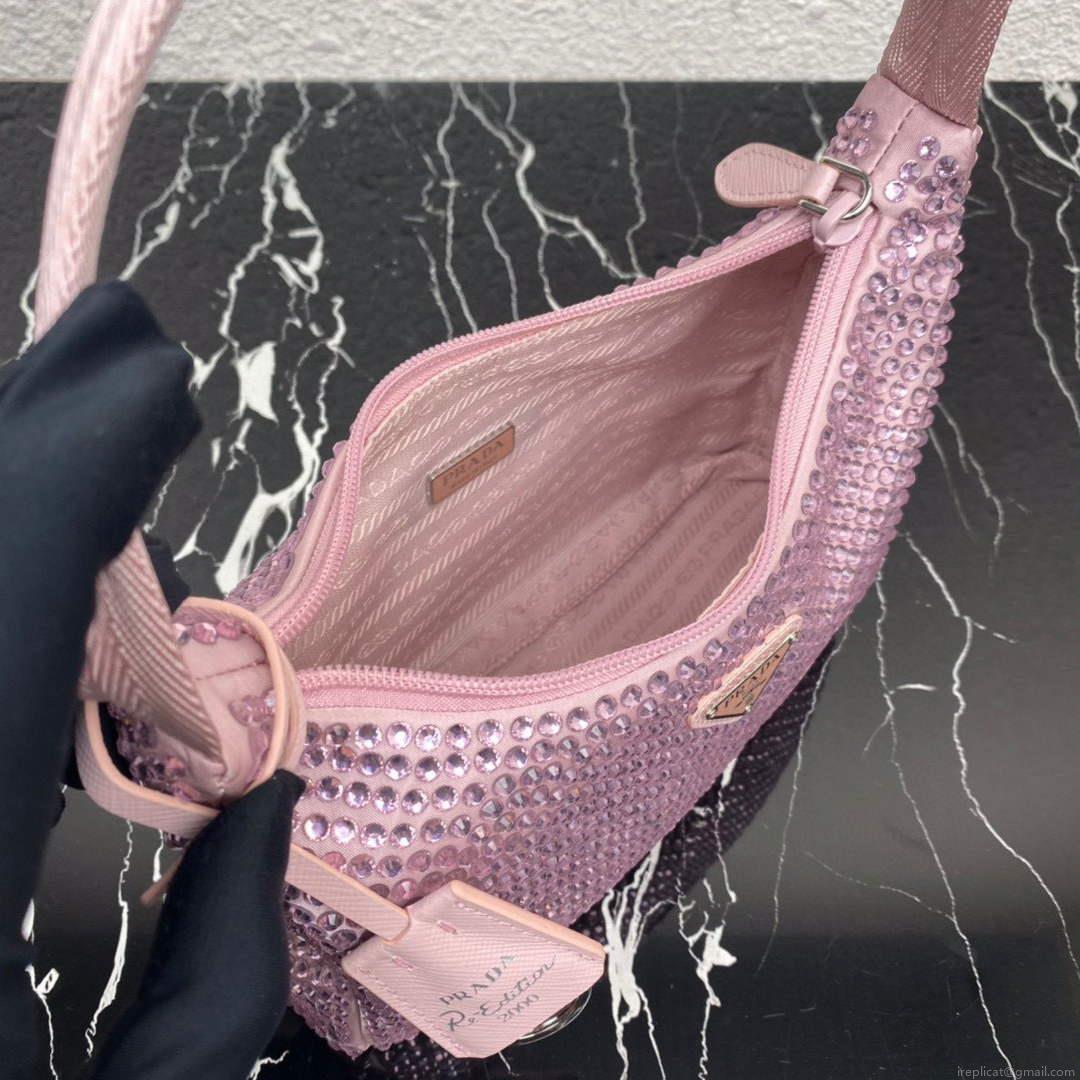 Prada 1NE515 Satin mini-bag with artificial crystals Pink