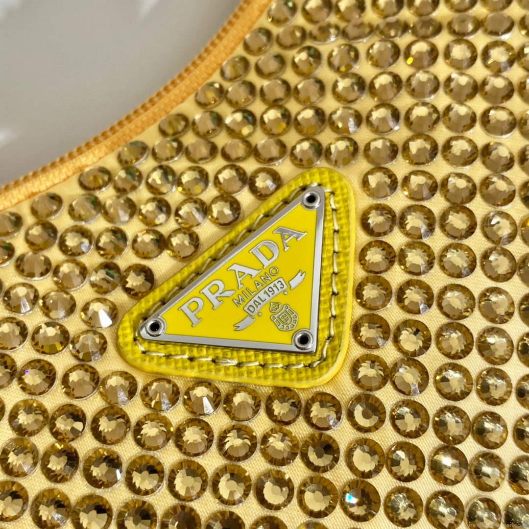 Prada 1NE515 Satin mini-bag with artificial crystals Yellow