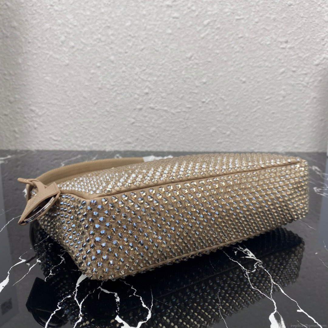 Prada 1NE515 Satin mini-bag with artificial crystals apricot