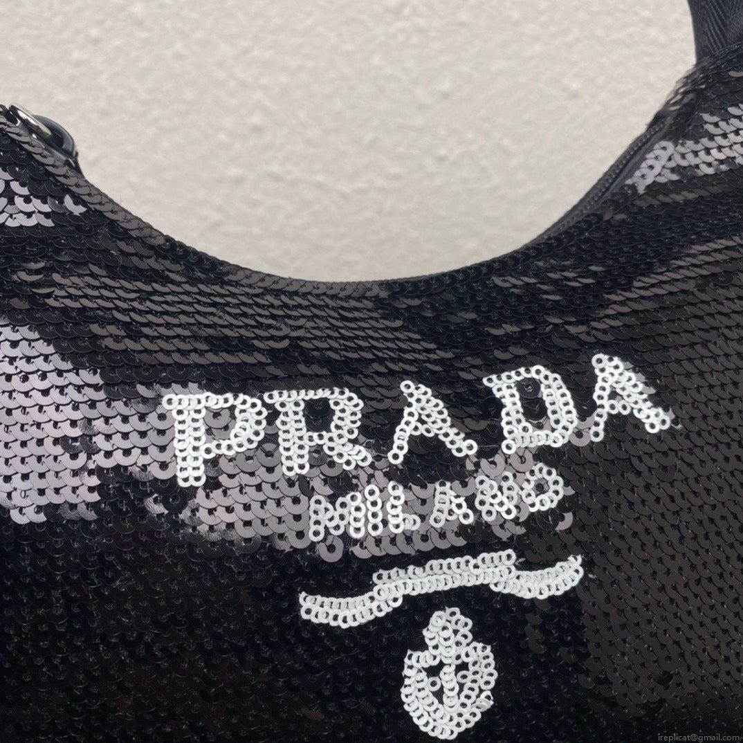 Prada 1NE515 Re-Edition 2000 sequined Re-Nylon mini-bag Black