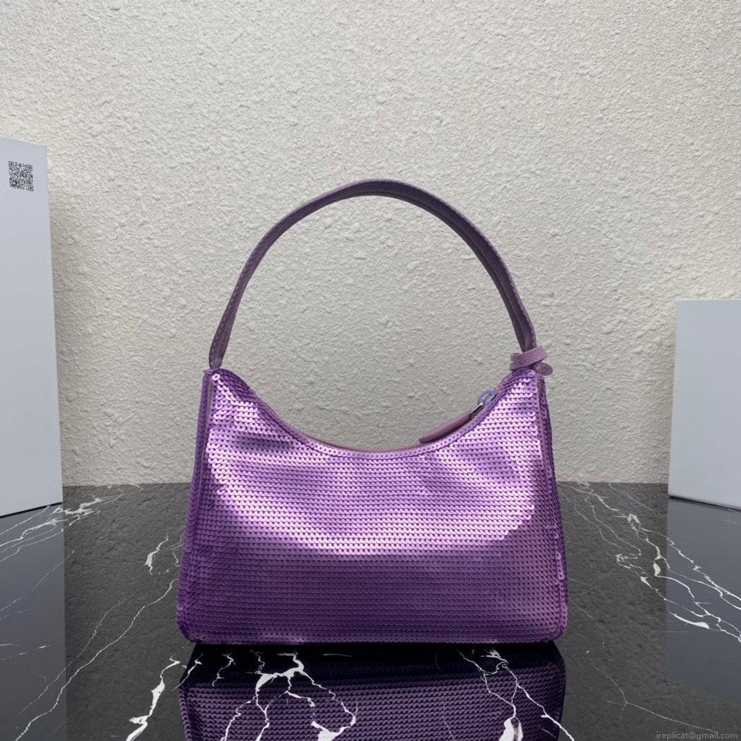Prada 1NE515 Re-Edition 2000 sequined Re-Nylon mini-bag Purple